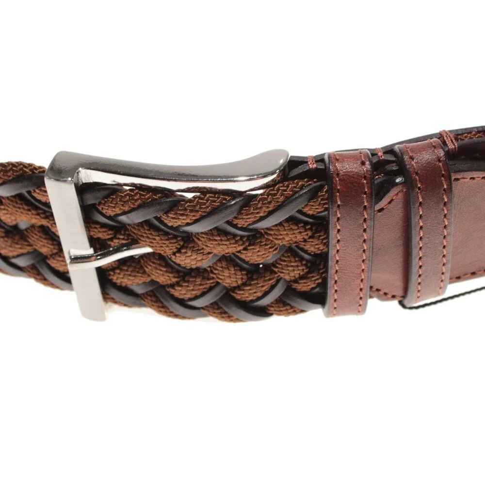 Garmany NWT Braided / Woven Belt Size 85 (US 32) in Brown Leather